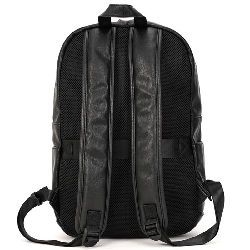 Vicuna polo unisex leren rugzak voor heren, eenvoudige, effen zwarte, zachte leren reis-laptoprugzak, mochila hombre