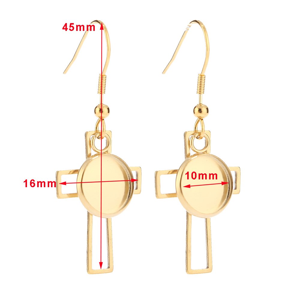 10pcs Exquisite Gold/Steel Cross Stainless Steel Earrings Bases Settings Earring Blank DIY Earring Accessories