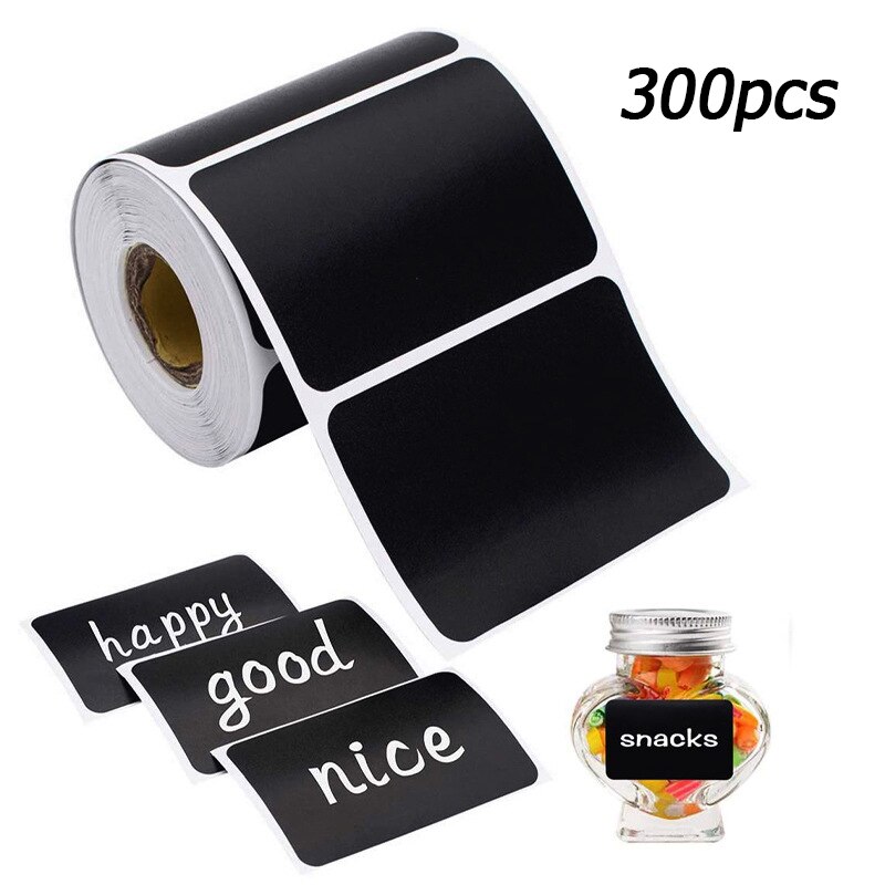 300Pcs/Roll Waterdichte Krijtbord Keuken Spice Label Stickers Thuis Jam Jar Fles Tags Blackboard Etiketten Stickers Marker Pen