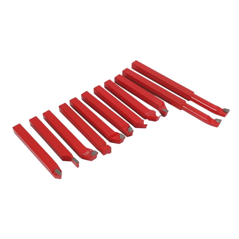 11Pcs 10x10 mm,Carbide Tip Tipped Bit Set Brazed Milling Cutter Tools For Metal Cnc Lathe, Welding Turning Tool Holder