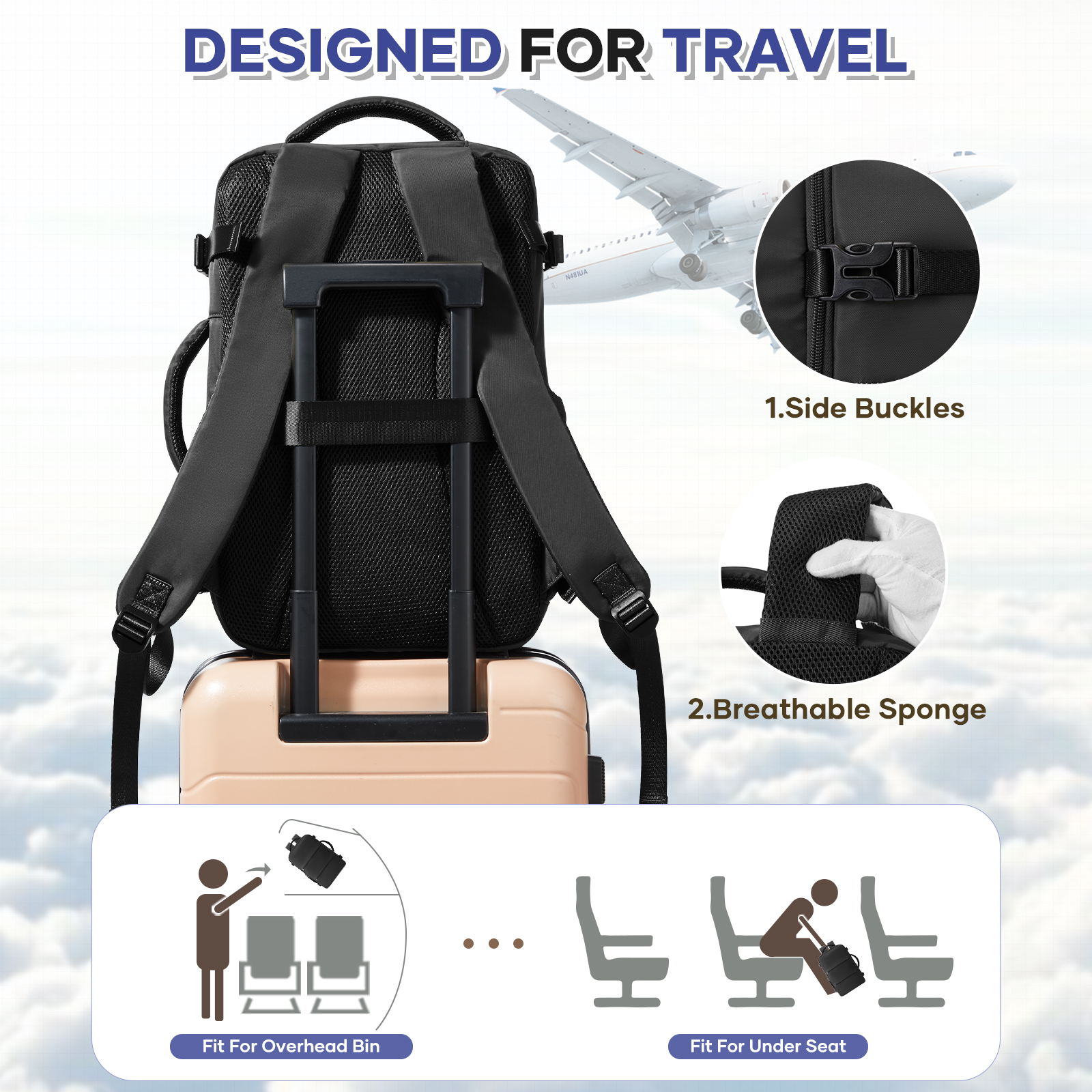 Hand Luggage Backpack For Women Men Business College Laptop Travel Backpack Waterproof Carry on Bags mochila viaje cabina avion