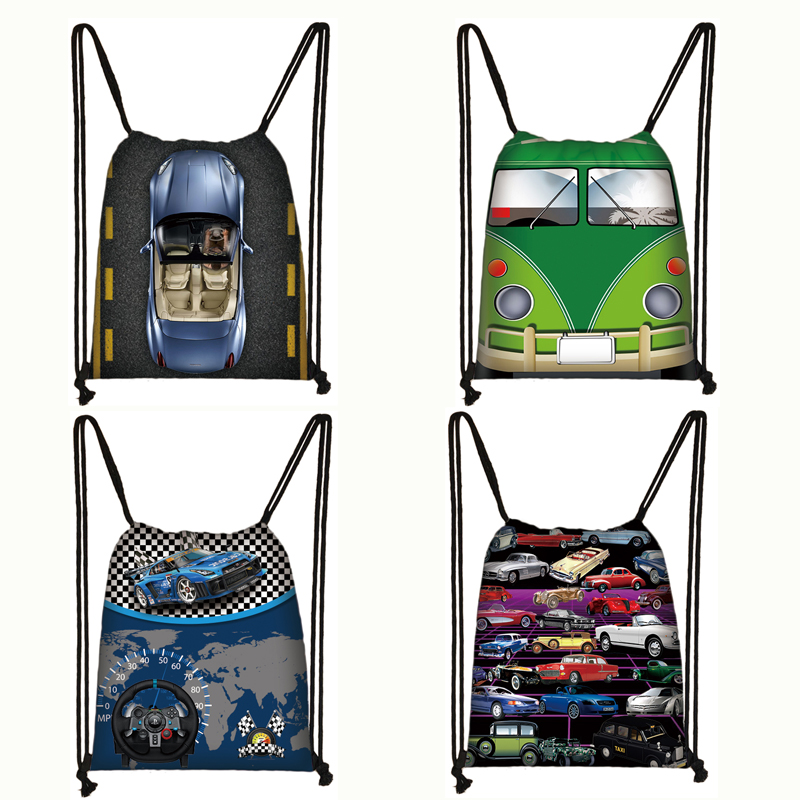 Kühlen Auto/Lieferwagen druck kordelzug tasche frauen männer reisetaschen Teenager Rucksack damen lagerung taschen freundlicher bookbag