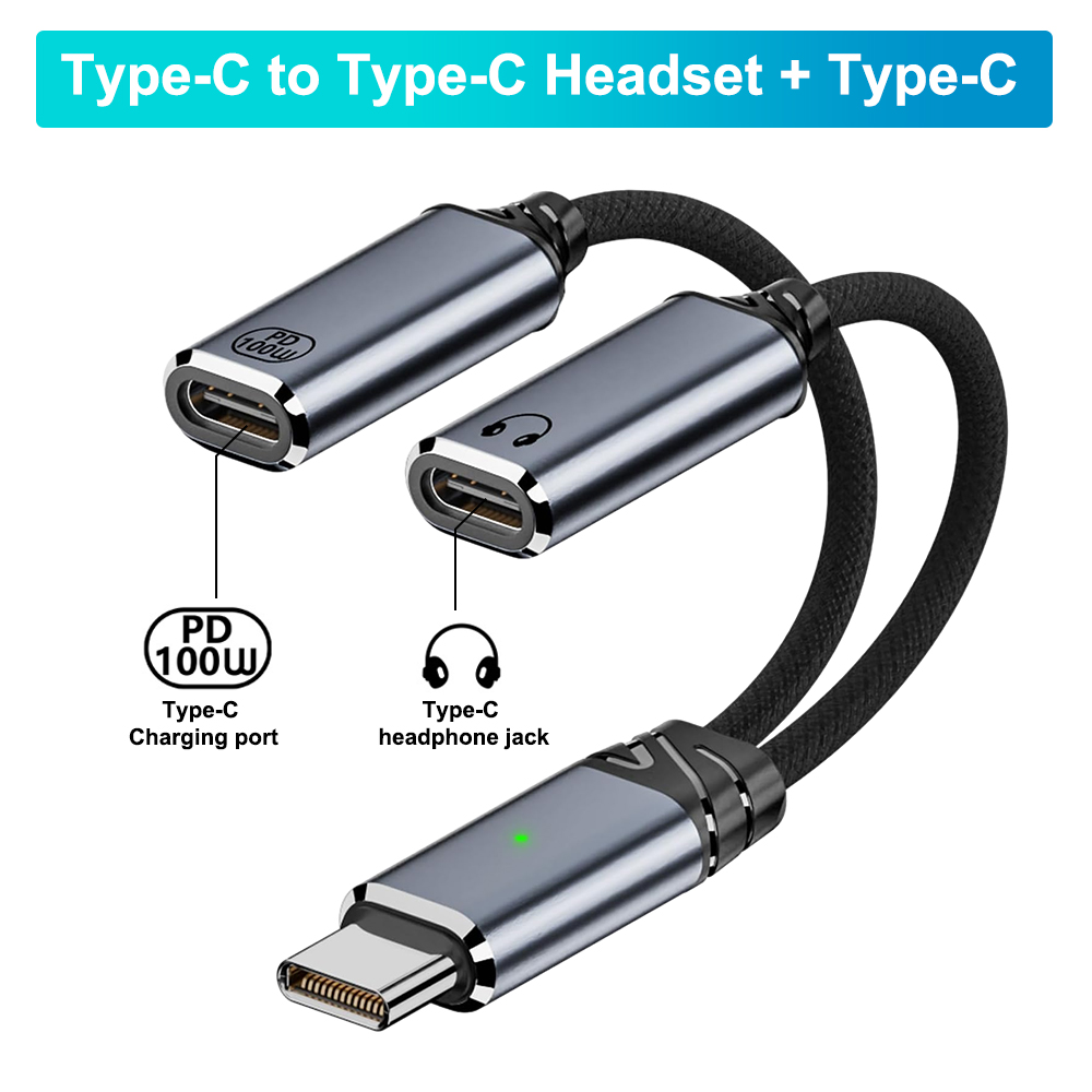 ANKNDO USB tipo C a conector hembra de 3,5mm adaptador de auriculares USB C a Aux Cable adaptador de Audio Compatible con cargador rápido: Negro