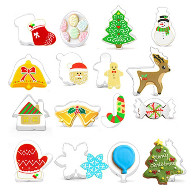 3D Christmas Cookie Cutter Set Christmas Tree Cookie Cutter Gingerbread Man Biscuit Mold Baking Pastry Fondant Cookie Cutter: Plum