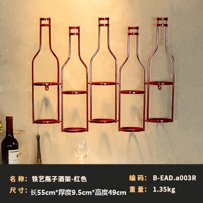 Europese Stijl Rode Wijnrek Muur Opknoping Woonkamer Eetkamer Bar Wijnkast Wijn Fles Houder Metalen Wijn rack Muur: Wine Rack-red