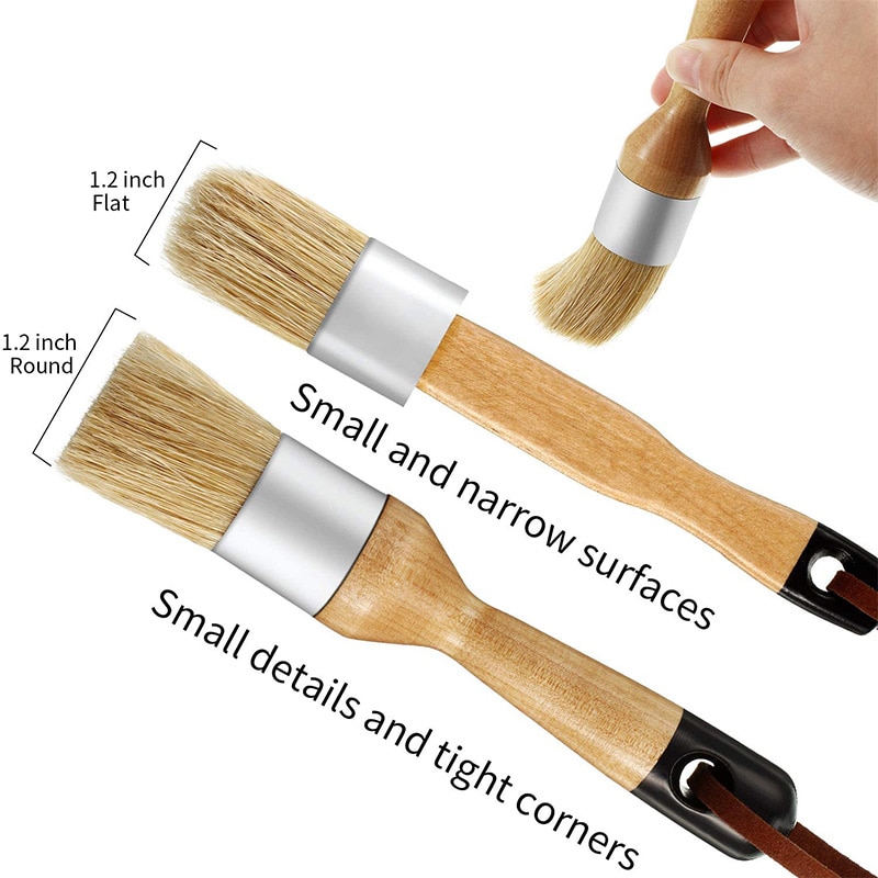 Kridt- og voksbørster inkluderer flad og rund kridtet pensel med børster, flerbørster (4 stk.)