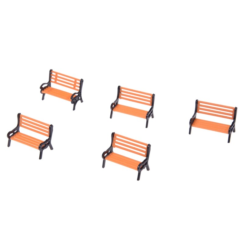 -5pcs Plastic Model Park Bench Model Landscape 1:50 w/ Black Arm: Default Title