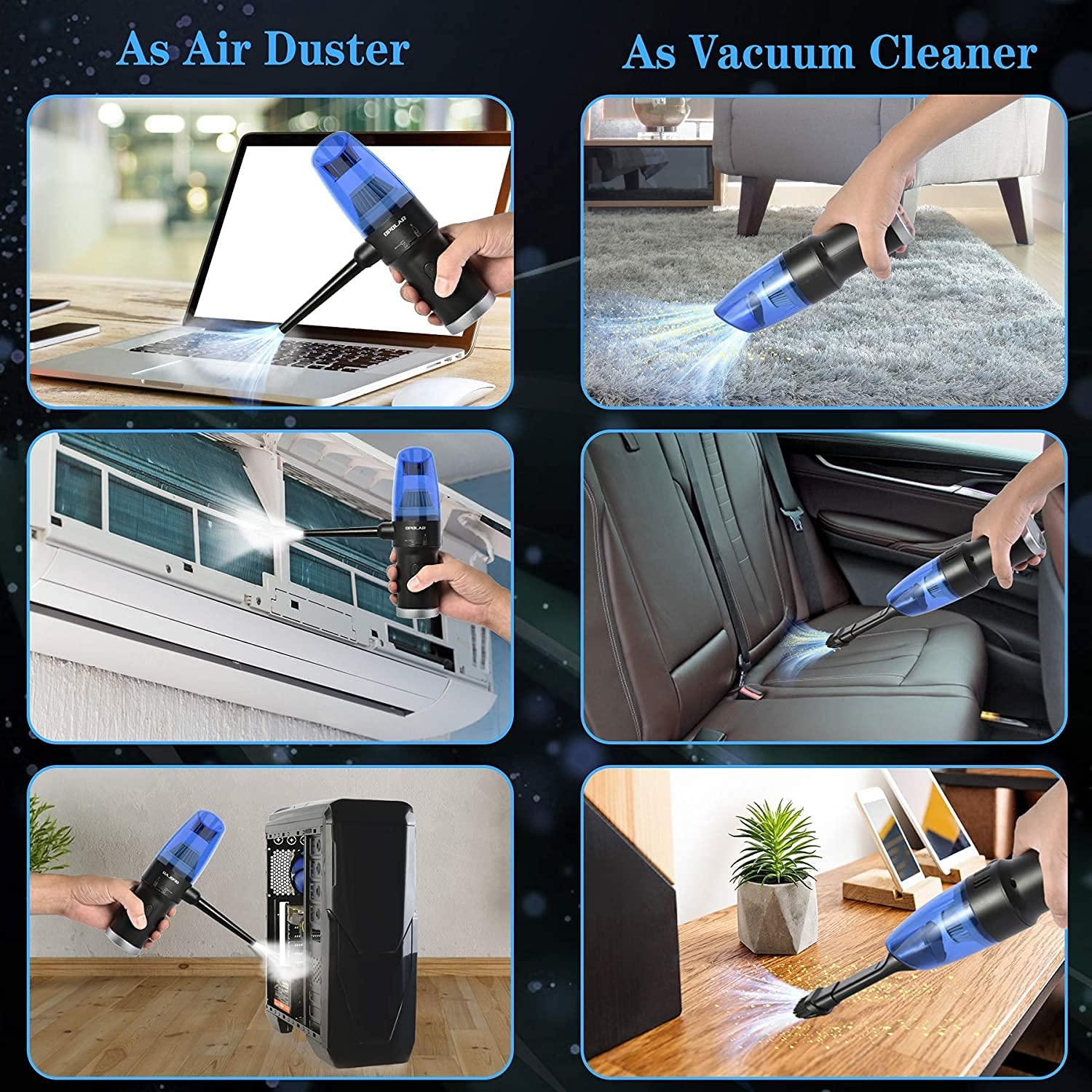 Handheld Stofzuiger Draadloze Perslucht Stofdoek Rechargeabl Draadloze Auto Draagbare Voor Auto Thuis Computer Toetsenbord Reiniger