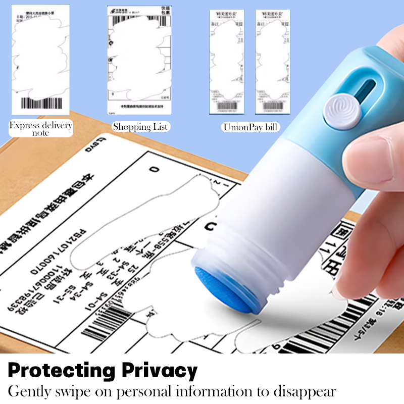 Thermisch papier Correctievloeistof Adresblokkering Gum met intrekbaar mes Pakketdoosopener Anti Peep Identiteitsinformatie