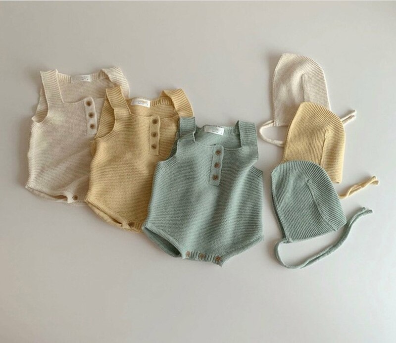 neue baby kleidung stricken baby jungen einteilige kleinkind weste body und hut nettes kind mädchen anzug