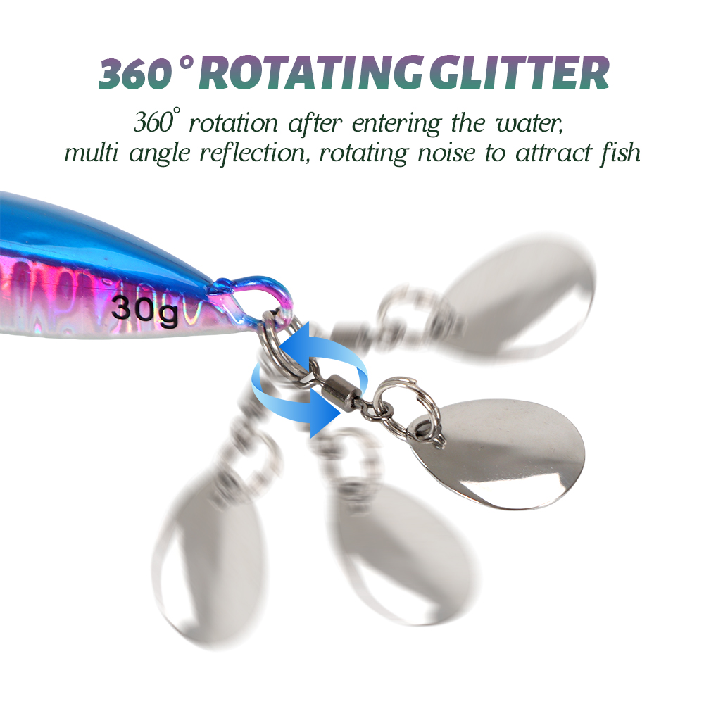 TOLU 2024 Spin Tail Metal Jig señuelo de pesca 20g 30g 40g 60g Spinner Shad Metal Vib Casting Shore Jig cebo hoja de cobre cuchara lubina