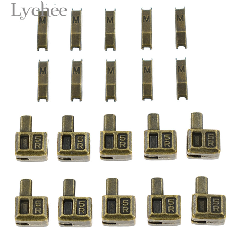 Lychee Life 10 Sets Metal Repair Zipper Stopper Open End Zipper Stopper DIY Sewing Zipper Accessories for Clothes