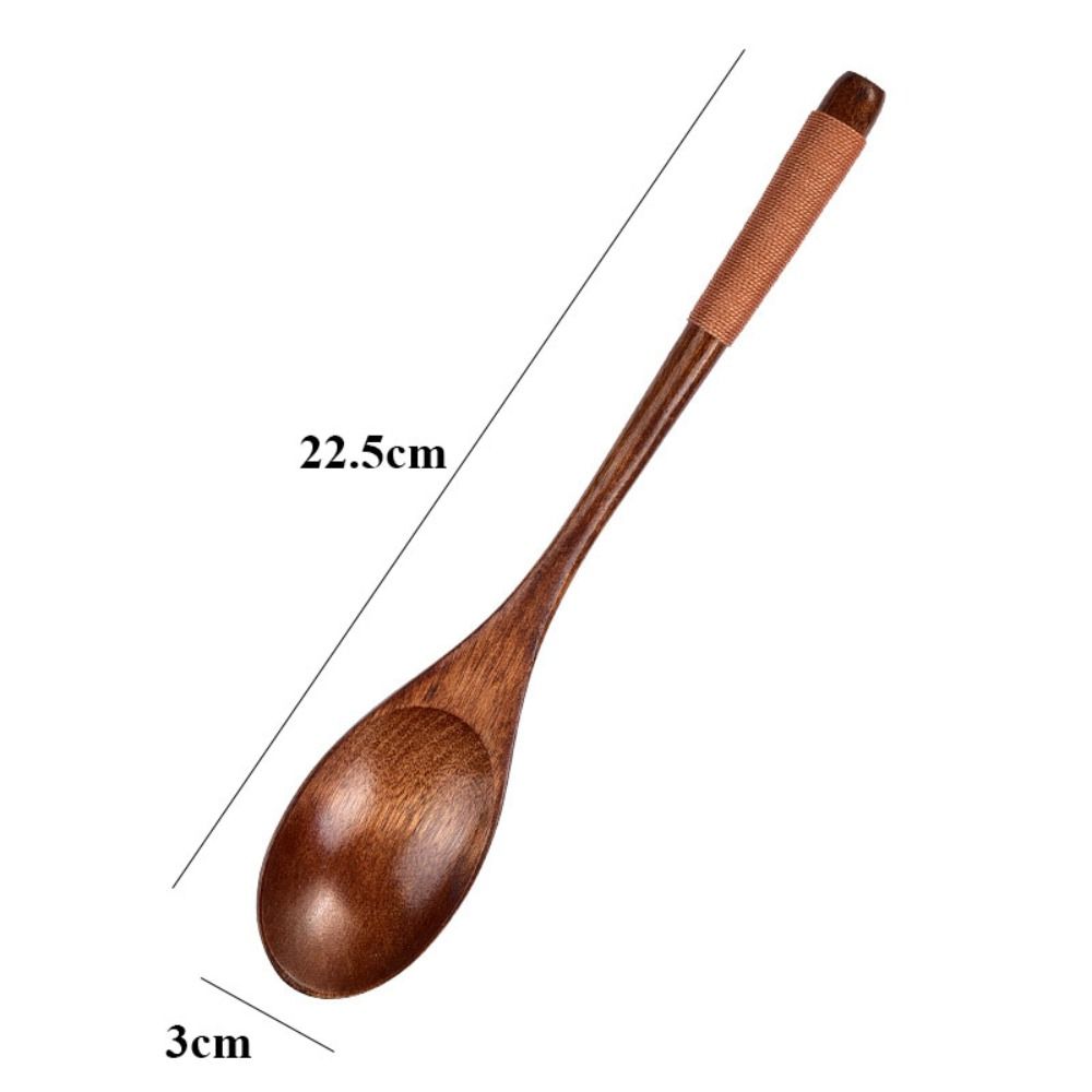 Cuchara de madera Natural, tenedor, Kit de cena, utensilio para sopa de arroz, cereales, utensilios de cocina caseros hechos a mano, vajilla, cubiertos para Cocina: Rojo
