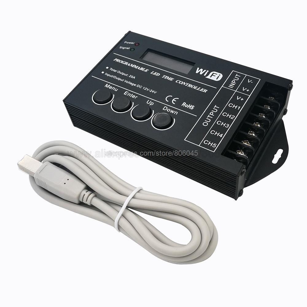 WiFi Time Programable RGB LED Controller TC420 TC421 DC12V 24V 5CH 20A Common Anode PC Phone LED Dimmer for 3528 5050 LED Strip