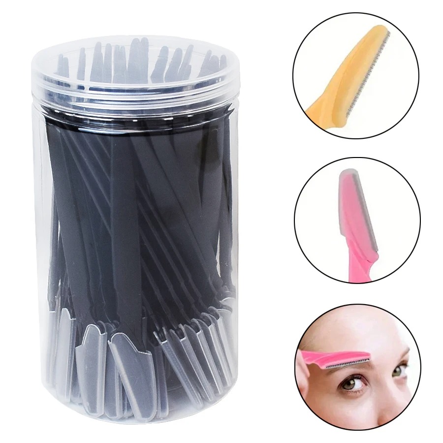 Maquinilla de afeitar para cejas para mujer, herramientas dermaplaning exfoliantes multiusos y maquinilla de afeitar Facial con cubierta de precisión, belleza de seguridad, 30 Uds.: YELLOW