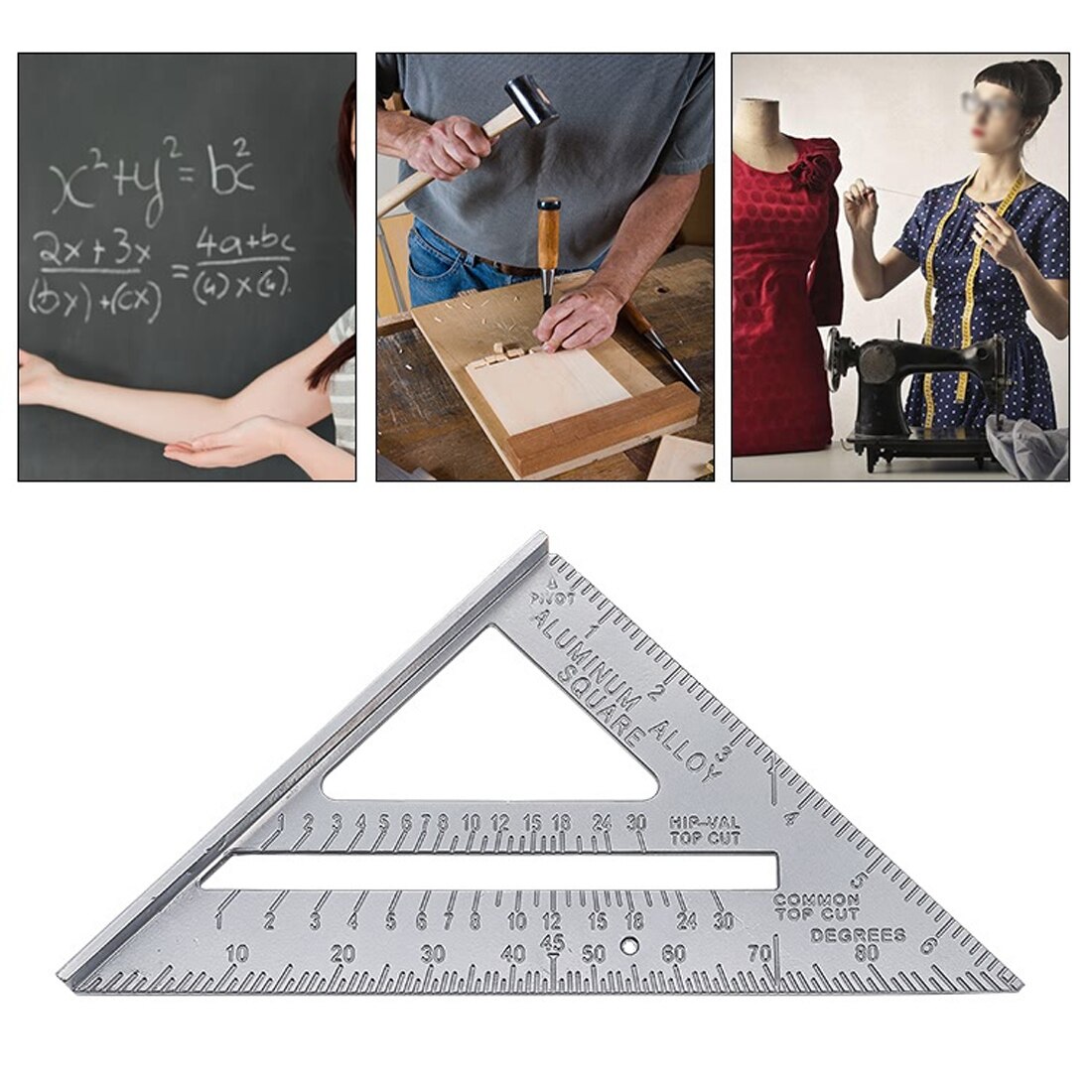 Measurement Tool Square Triangle Ruler Aluminum Alloy Speed Protractor Miter For Carpenter Tri-square Scriber Line Guide