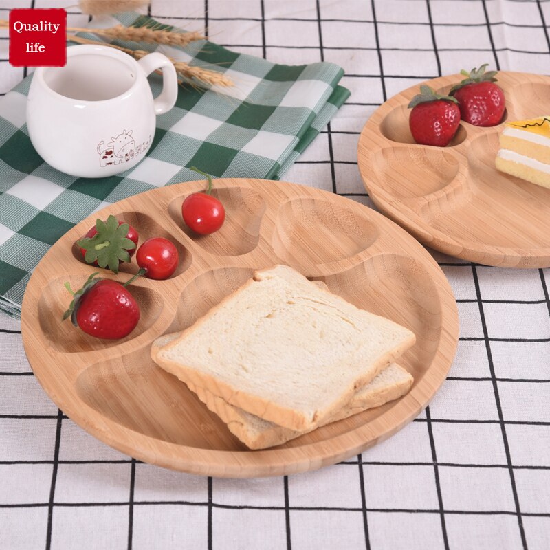 Fresh keeping tray bamboo bowl plate solid wood dividing food plate fruit plate solid wood western food tray