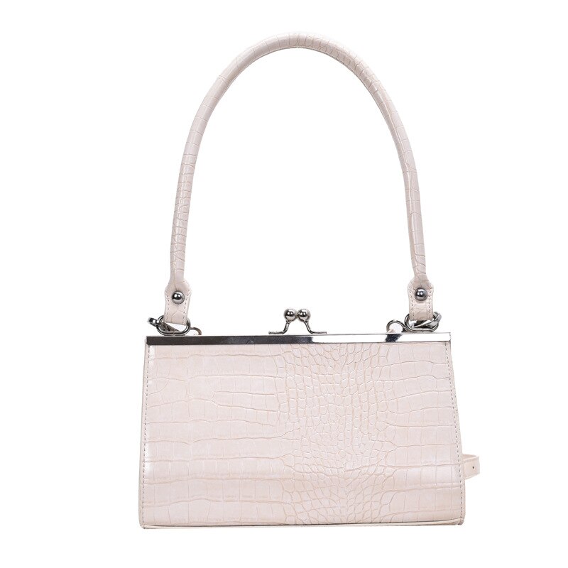 Kvindelige crossbody tasker til kvinder ensfarvet krokodillemønster håndtasker pu læder retro dame skuldertasker