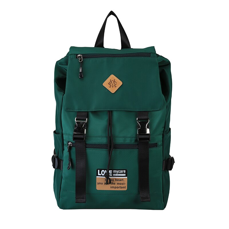 Waterdichte nylon schooltassen meisjes meerdere zakken laptop rugzak 15.6 inch vrouwelijke trend damesrugzak voor reistas: Groente