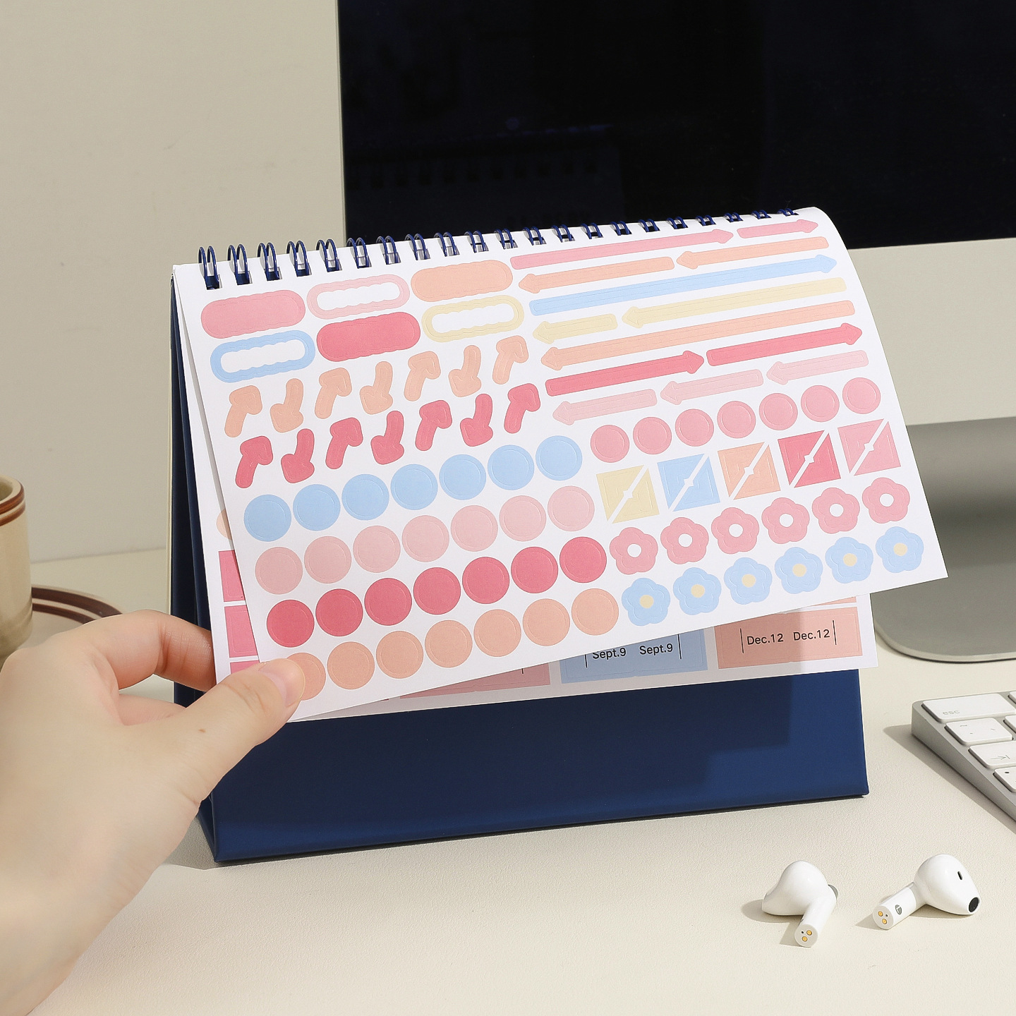 mini Kalendarz na Rok 2026, Mały Kalendarz Biurkowy, Kreatywny Kalendarz Spiralny, Planer, Dekoracja na Biurko, Artykuły Biurowe