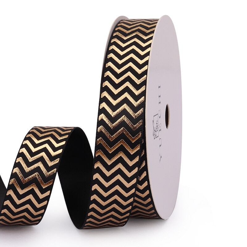 Cinta dorada negra de 2 yardas, embalaje de caja de para amantes, boda, evento, , Navidad, bricolaje, decoración de ramo de pastel de lazo hecho a mano: 3.    16mm / 5Yards(4.57Metres)