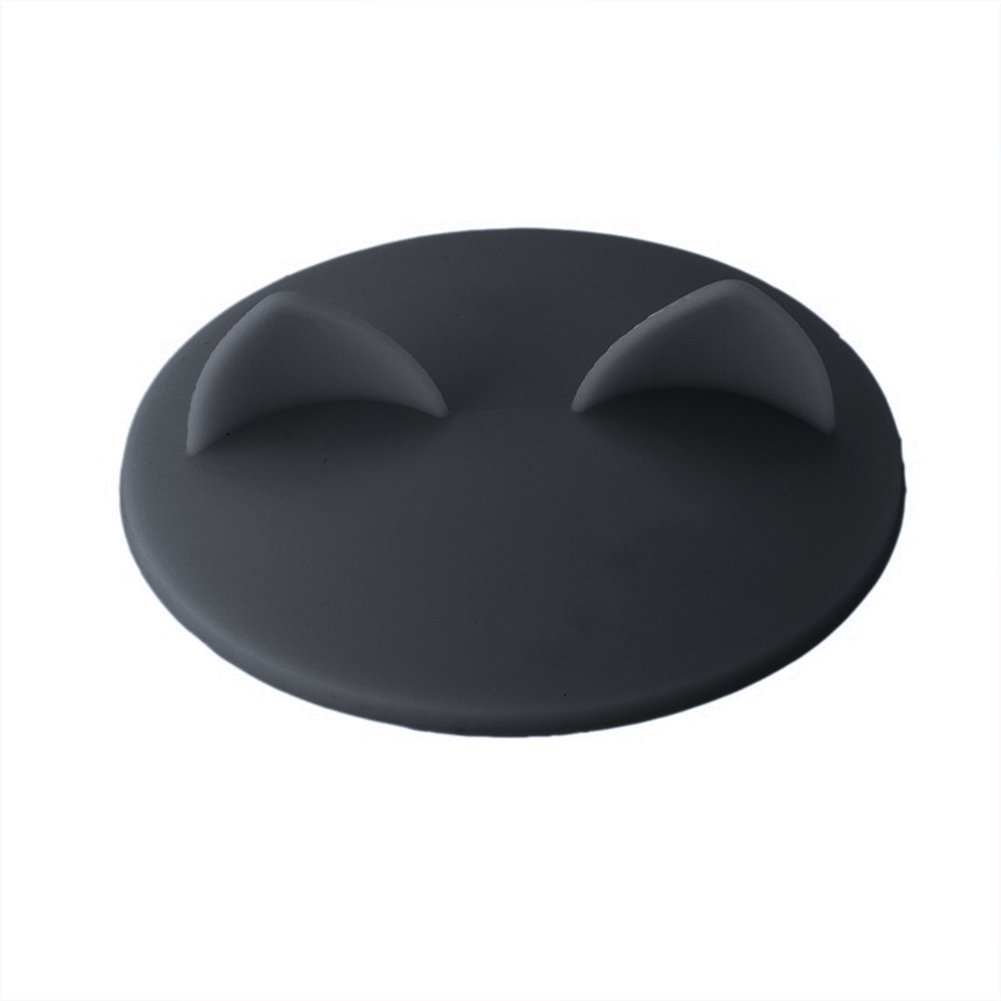 Food-grade Silicone Cat Ear Coffee Mug Glass Cup Cover Lid Cap: Grey