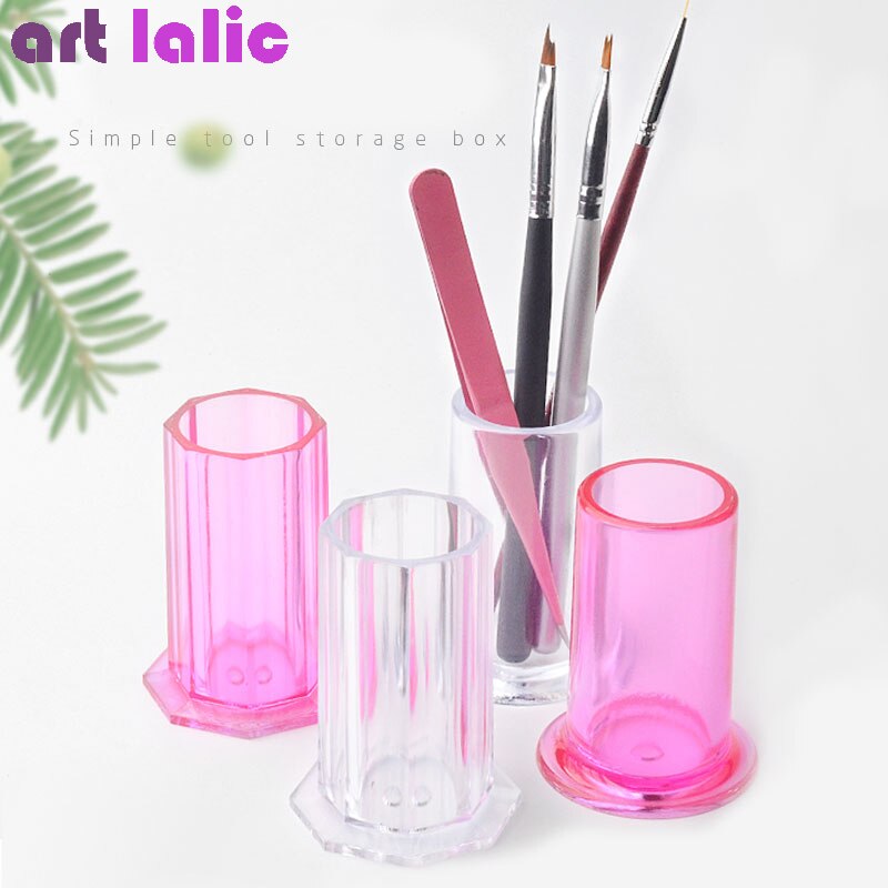 Soporte de almacenamiento de pinceles para decoración de uñas, estuche organizador de bolígrafos de pintura de uñas rosa roja, utensilios de manicura cosmética, 1 ud.
