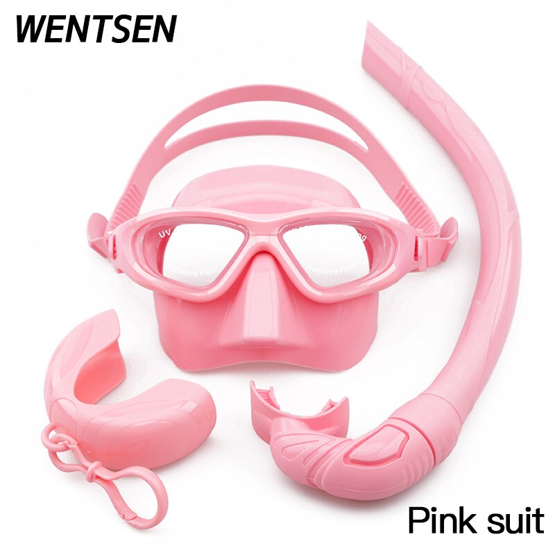 Free diving glasses Snorkel kit diving equipment underwater diving mask for freediving snorkeling set freedive goggles: Pink suit