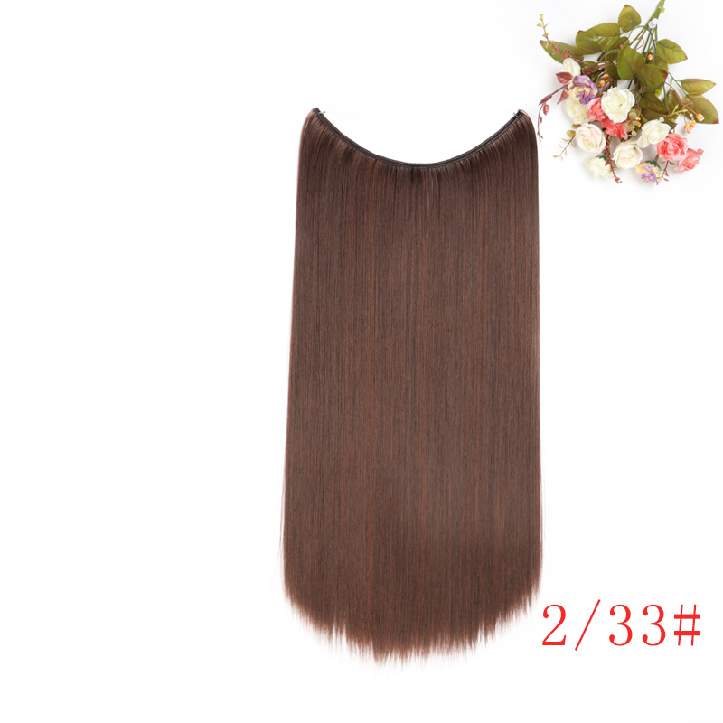 MERISI HAIR 24" Invisible Wire No Clips In Hair Extensions Secret Fish Line Hairpieces Synthetic Wavy Hair Extensions: Z233