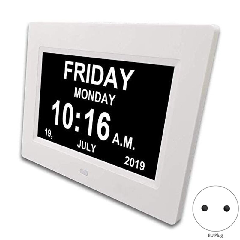 Reloj Digital de día con calendario, pantalla grande de dígitos claros, Despertador con marco de fotos Digital HD, 7 pulgadas