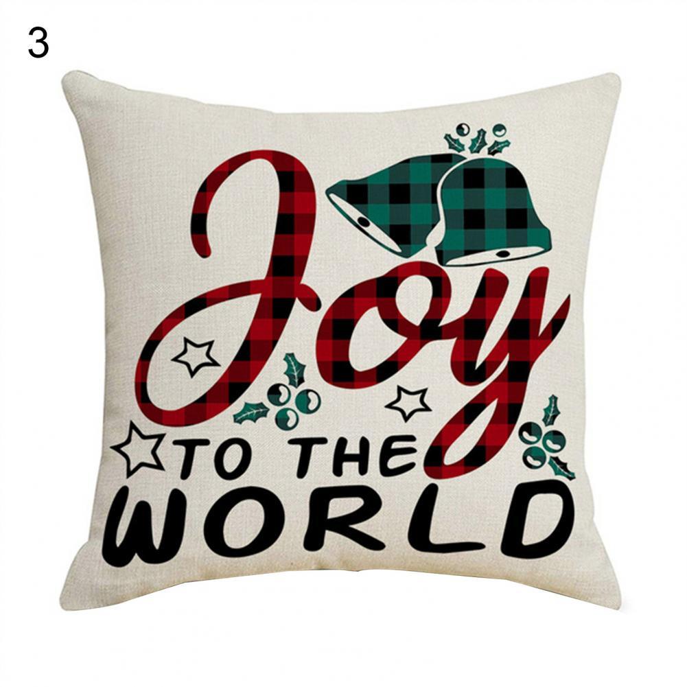 2022 Gelukkig Nieuwjaar Vrolijke Kerstversiering Linnen Kussenhoes Buffalo Rooster-Plaid Kussensloop Rendier Sokken Kussensloop: 3