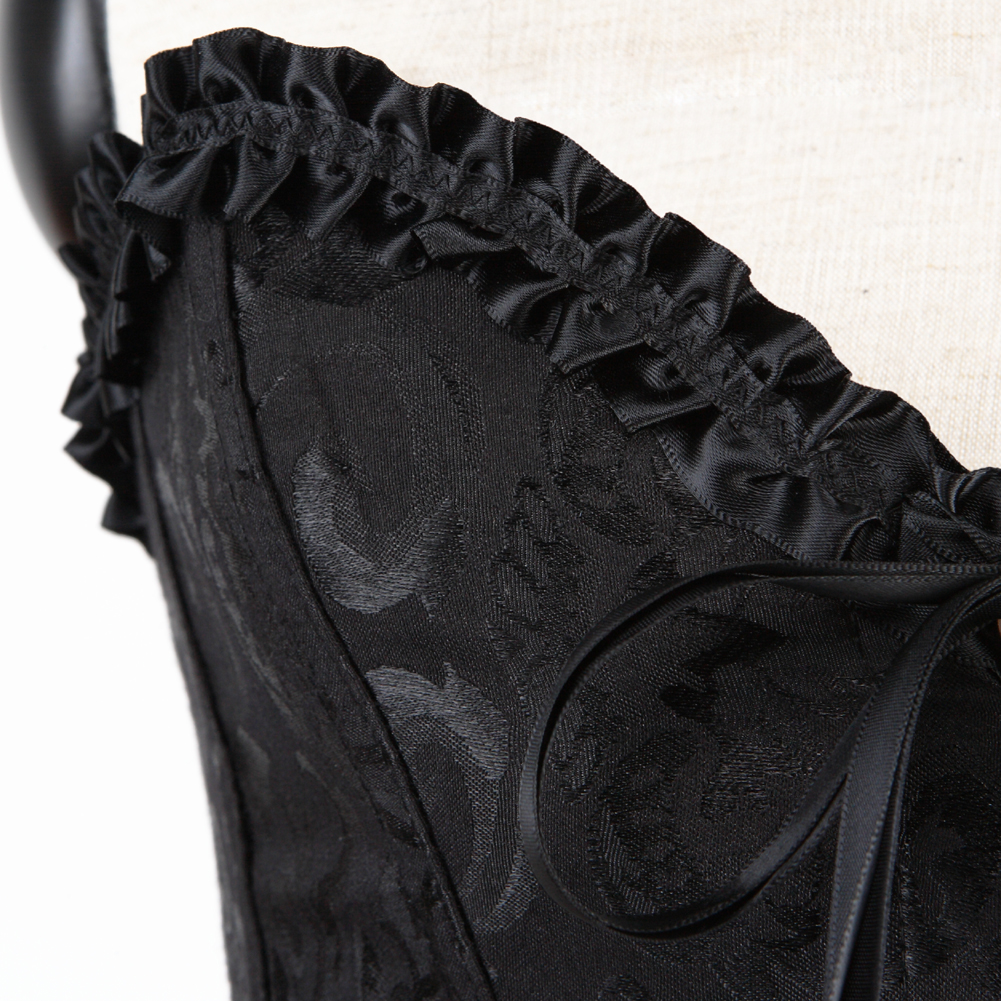 Conjunto Sexy de corsé para mujer, ropa gótica de talla grande con encaje en el pecho, Top de corsé negro con falda, disfraz Burlesque
