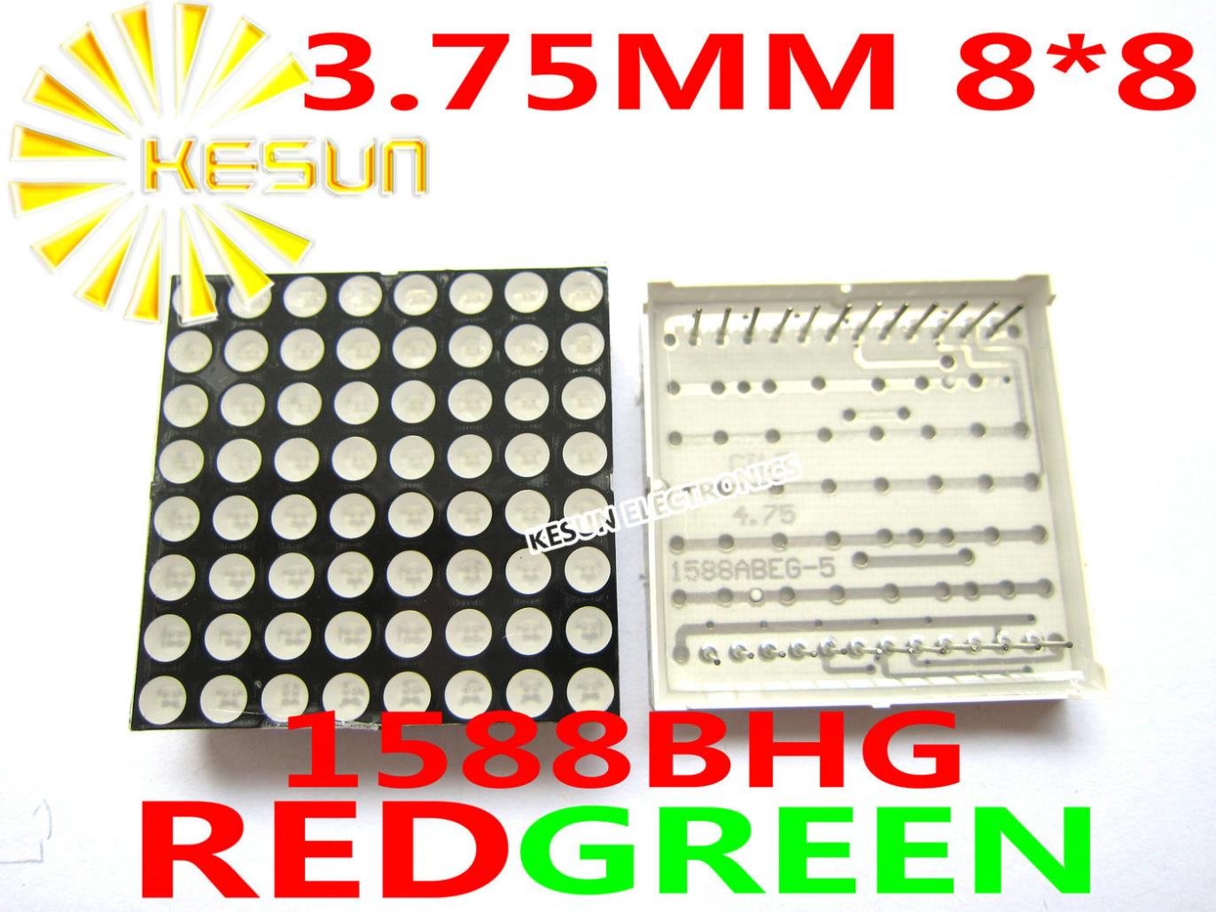 10 STKS x 3.75 MM 8X8 Rood Groen tweekleurige Gemeenschappelijke Anode 38*38 LED Dot Matrix Digitale Buis Module 1588BHG Display Module