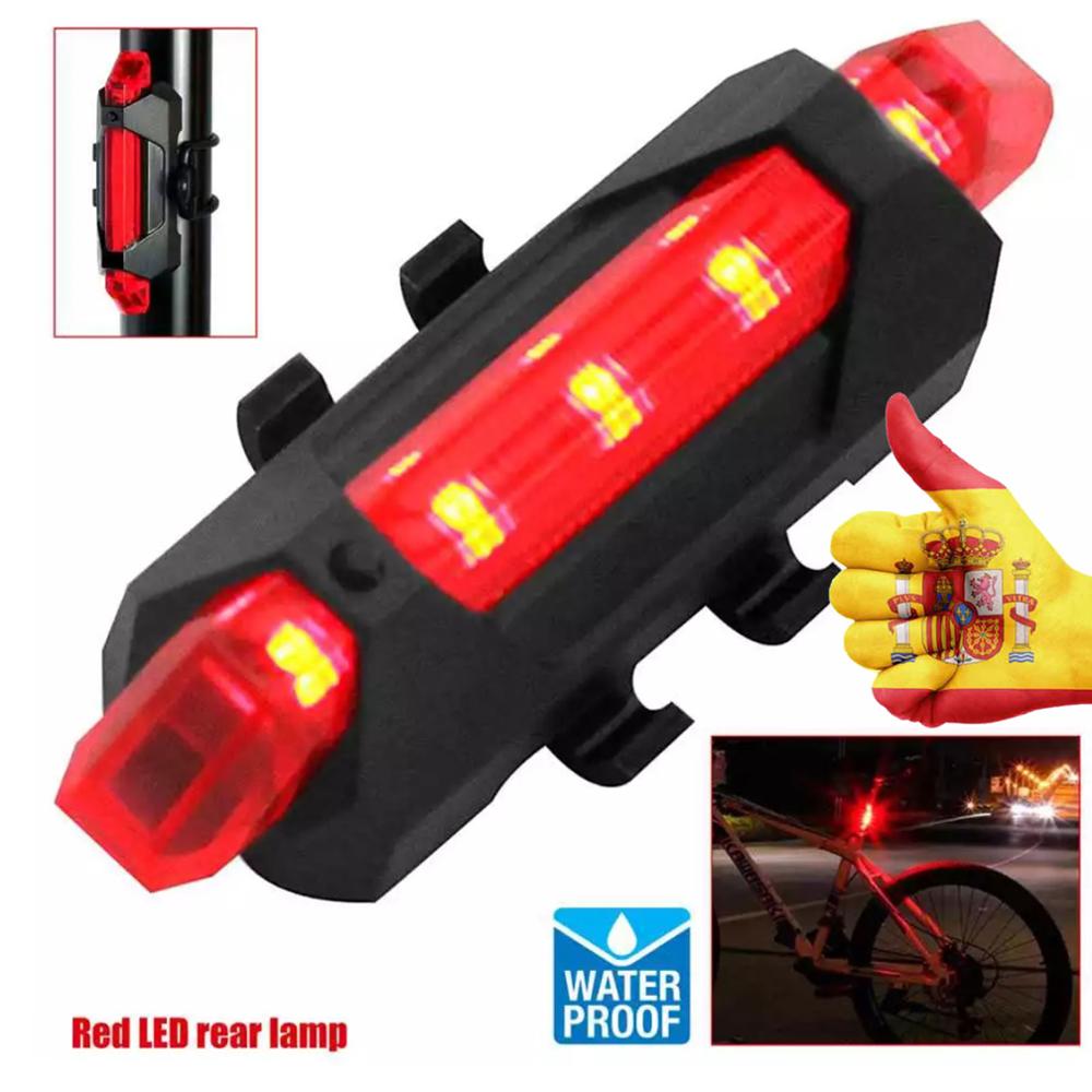Oplaadbare Fiets Licht Met Achterste Usb-Verlichting, 5led, Veiligheidswaarschuwing Licht Voor Fietsen Scooter
