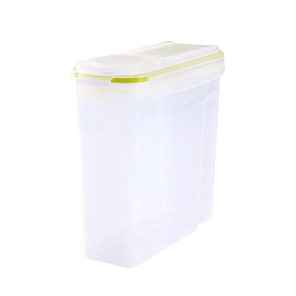 1pc 4L Plastic Food Cereal Containers Transparent Dispenser Dry Food Storage Box Kitchen Spaghetti Noodles Sealed Containers: Green