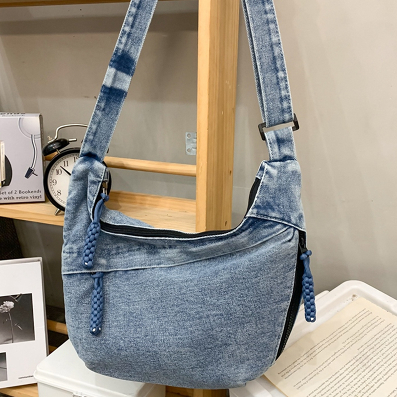 Damska torba dżinsowa o dużej pojemności pasek regulowana torba na ramię typu crossbody modne torby kurierskie torby na zakupy na co dzień 2025 torba na ramię