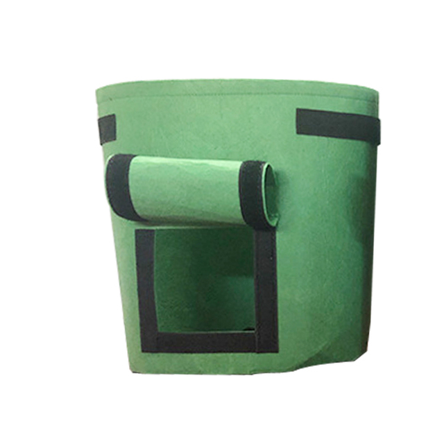 3 Size Felt Plant Grow Bags Nonwoven Fabric Garden Potato Pot Greenhouse Vegetable Growing Bags Moisturizing Vertical Tools: Green / 4 Gallon