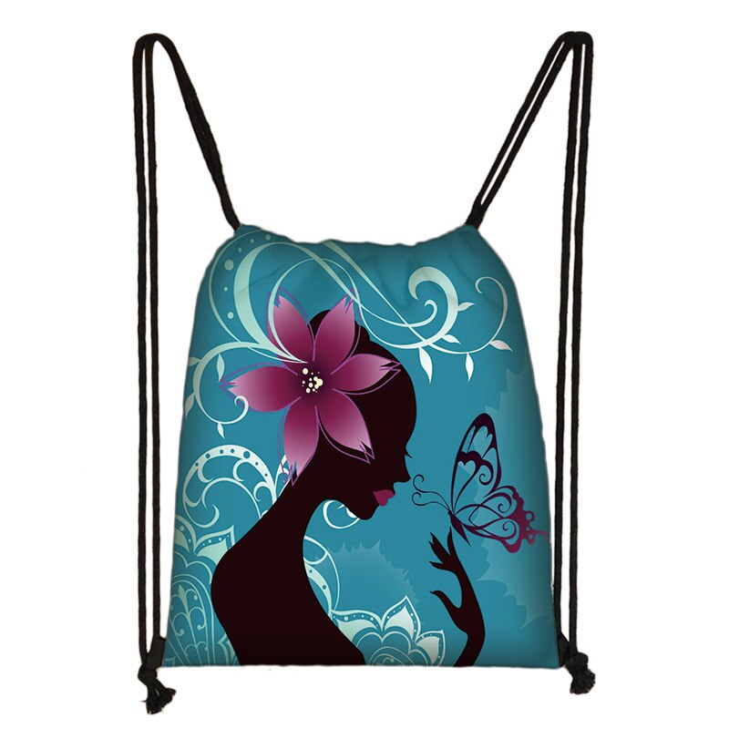 Bella farfalla stampa adolescente ragazze borsa con coulisse zaino zaino Casual giornaliero borse con coulisse borse di stoccaggio: 009