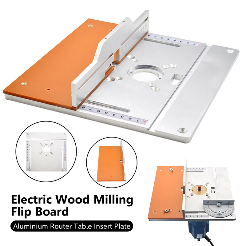 Router Table Aluminium Insert Plate Electric wood milling flip board with Miter Gauge Guide Table Saw Woodworking workbench