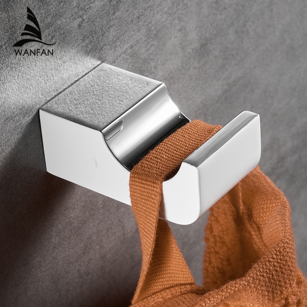 White Robe Hook Coat Hooks Wall Mounted Robe Hooks For Bathroom Kitchen Cloth Hook Bathroom Accessories Fitting FM-5782WL