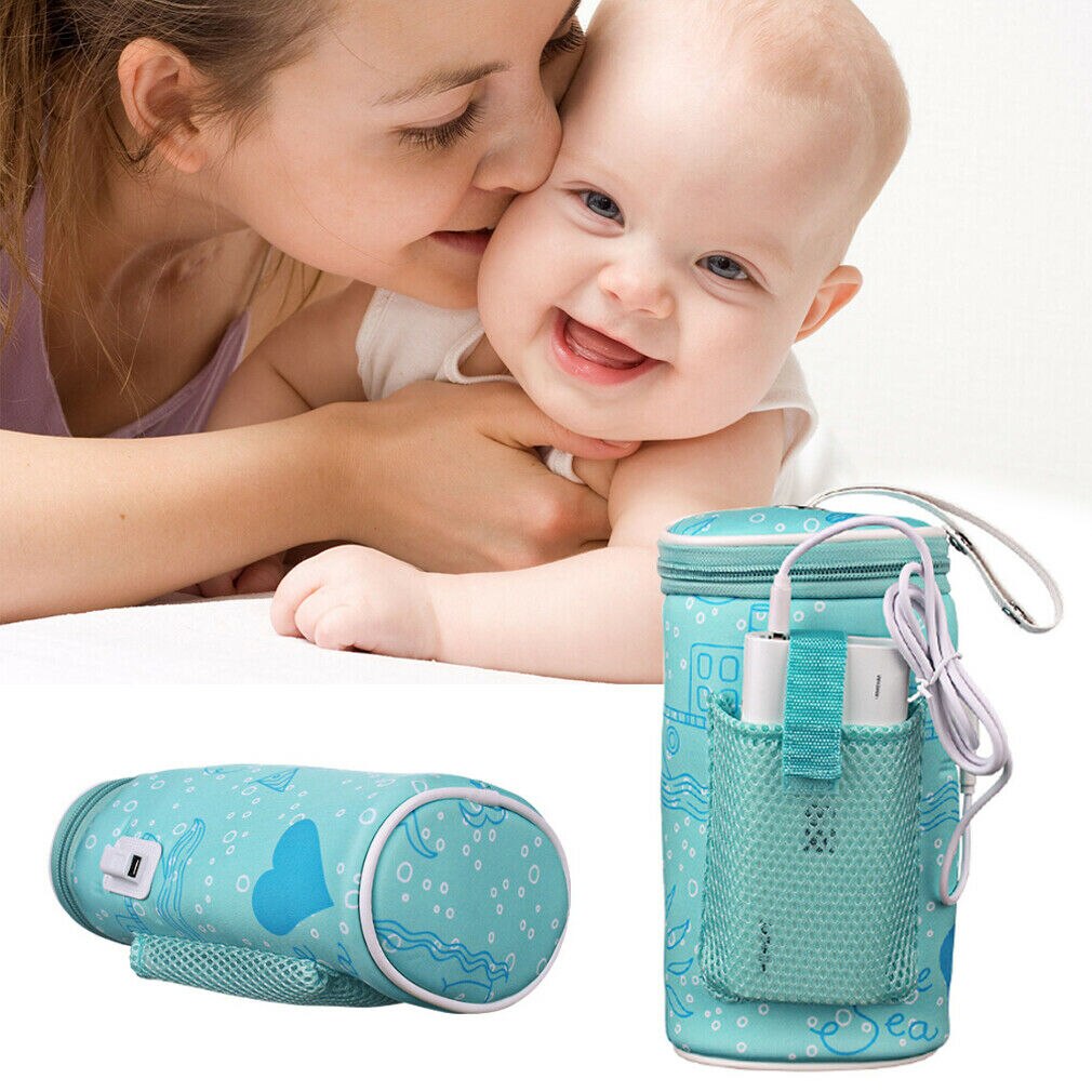 Baby USB Fles Isolatie Zakken Pasgeboren Baby 'S Draagbare Fles Voeden Thermische Warmer Kinderen Voeden Melk Zak Outdoor Warm Houden