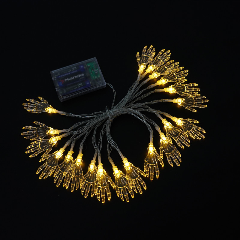Halloween String Lights Ghost Face Pumpkin Skeleton Ghost String Light Ghost Hand Spider Bat Decorative String Light: Ghost hand 1.5m