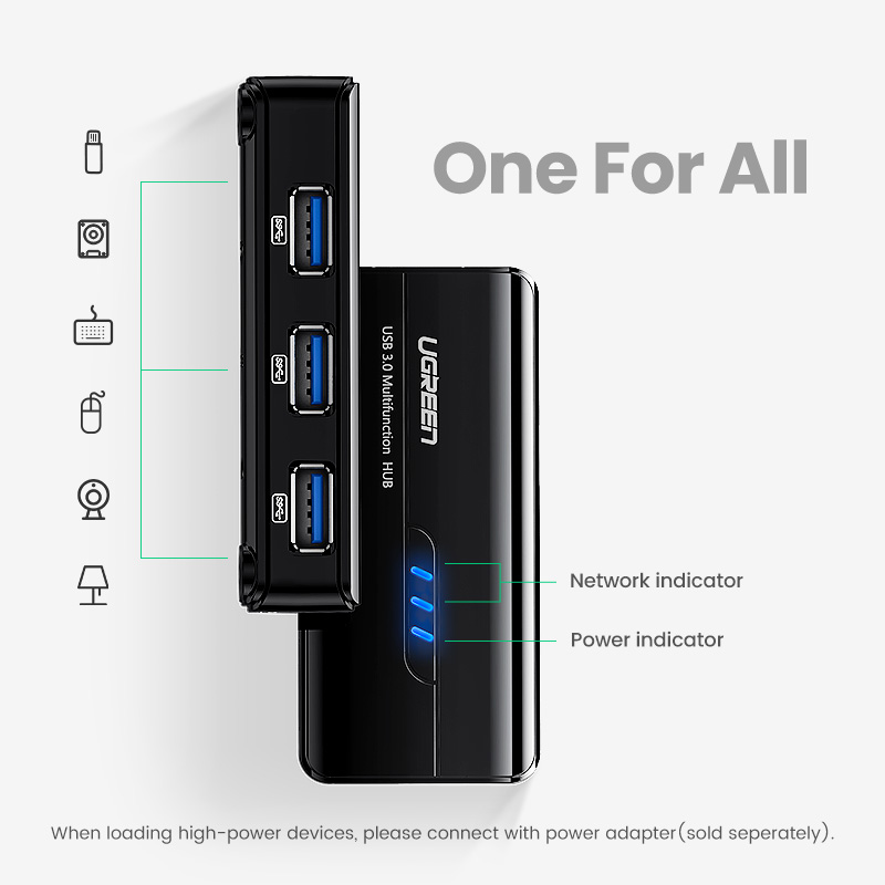 UGREEN USB3.0 Ethernet Adapter 1000Mbps USB RJ45 USB HUB For Laptop Xiaomi Mi Box S/3 Windows Ethernet HUB USB Lan Network Card
