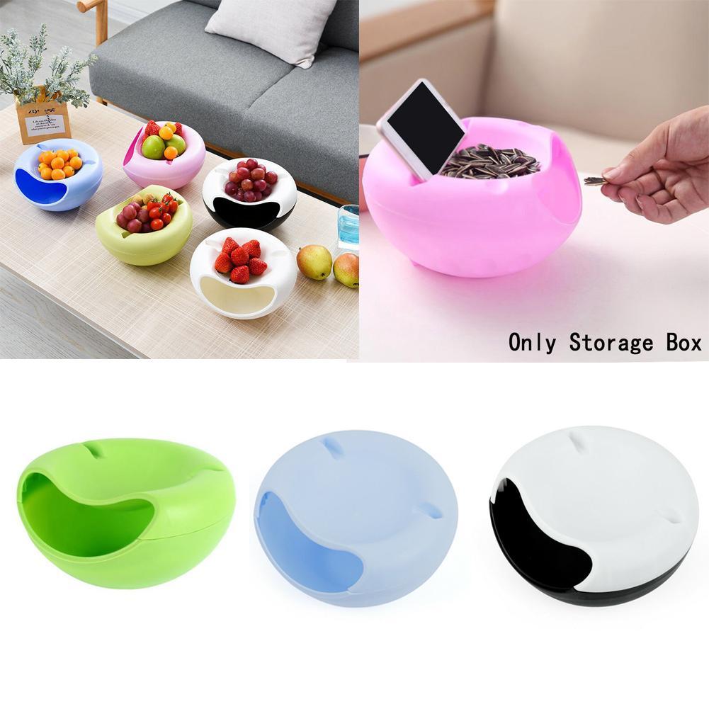 Lazy Snack Bowl Plastic Double-Layer Snack Storage Box Bowl Fruit Bowl And Mobile Phone Bracket Chase Storage Artifact