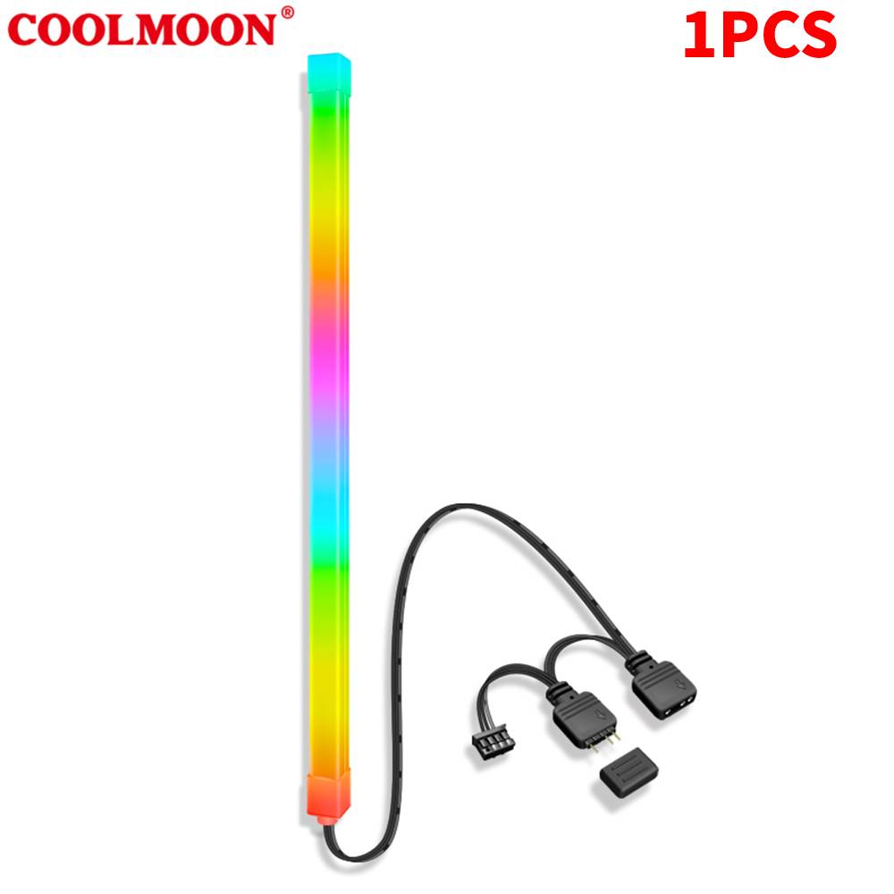 1/2PCS COOLMOON 30cm Aluminum alloy RGB PC Case LED Strip Magnetic Computer Light Bar 5V/3PIN Small 4Pin ARGB Motherboard Light: green