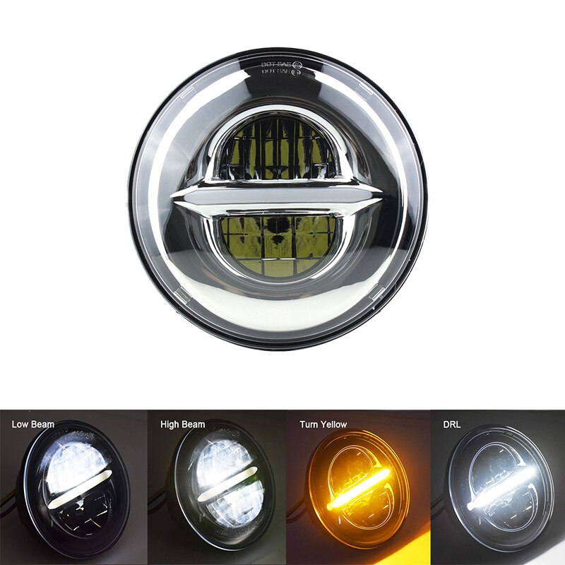 Motorcycle 7 inch LED Headlight for Harley Touring Ultra Classic Electra Street Glide Road King Yamaha Motorcycle Headlamp: Type O