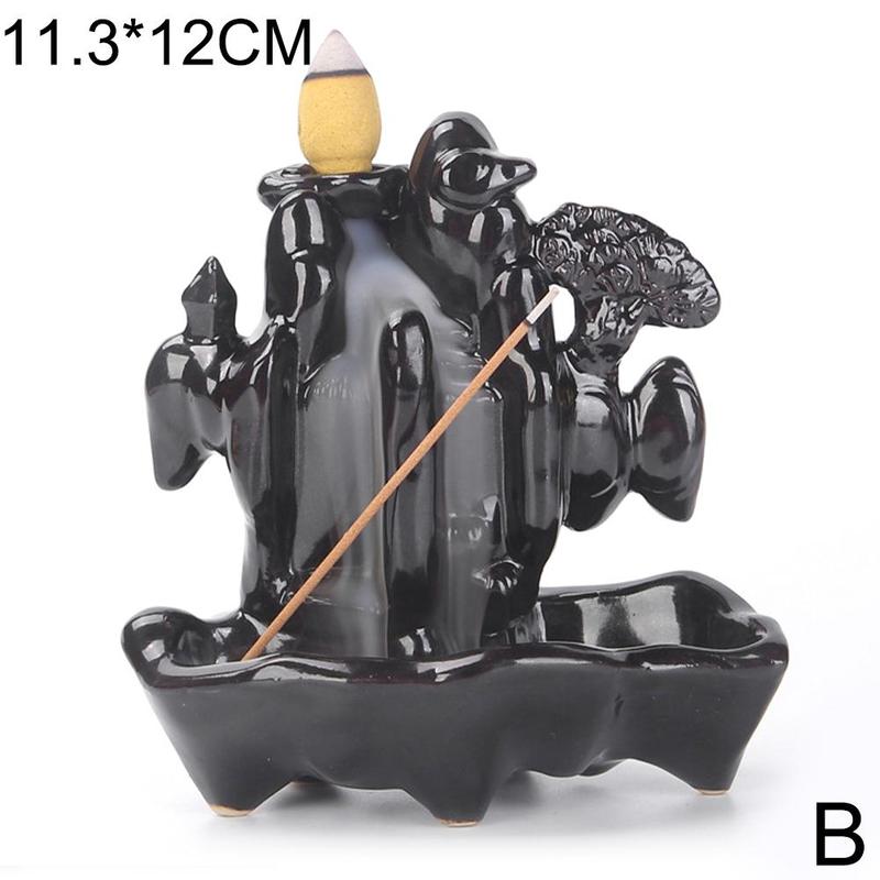 1pc criativo cachoeira queimador de incenso suporte de incenso cerâmica artesanal backflow queimador de incenso decoração cones: B