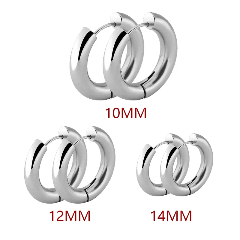 2pc Stainless Steel Small Hoop Earrings Punk Hip Hop Circle Round Huggie Hoop Earrings for Women Men Ear Ring Ear Bone Buckle