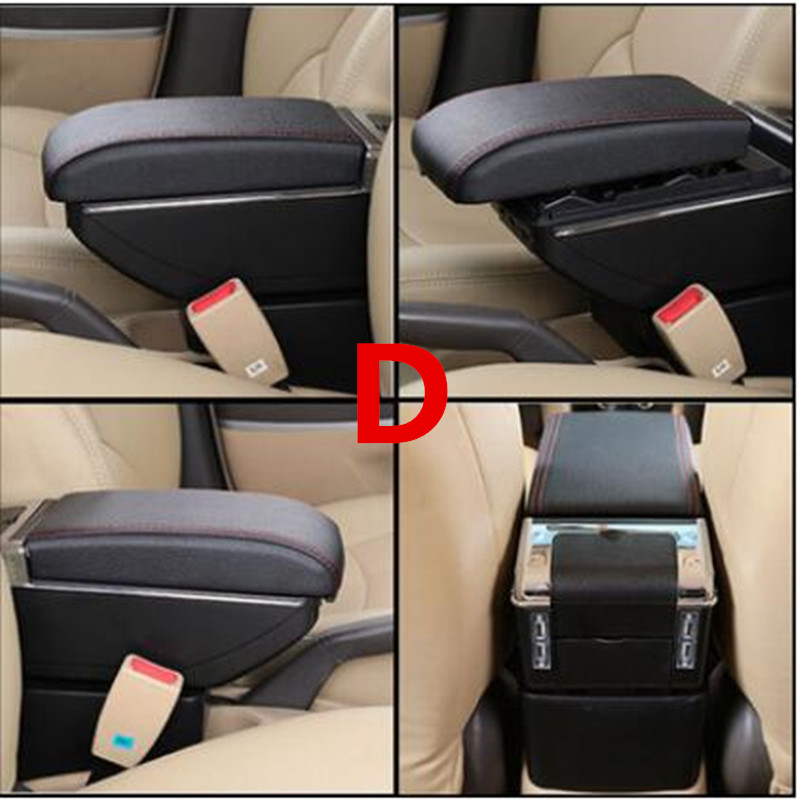 For Opel Astra Armrest box central Store content Astra armrest box with cup holder ashtray with USB interface: D style black