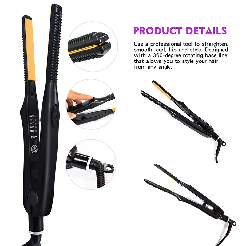 2 in 1 kleinen Glätte isen Haar glätter & Locken wickler für kurze Haare Frauen und Männer Bart glätter Bleistift Flacheisen Doppels pannung